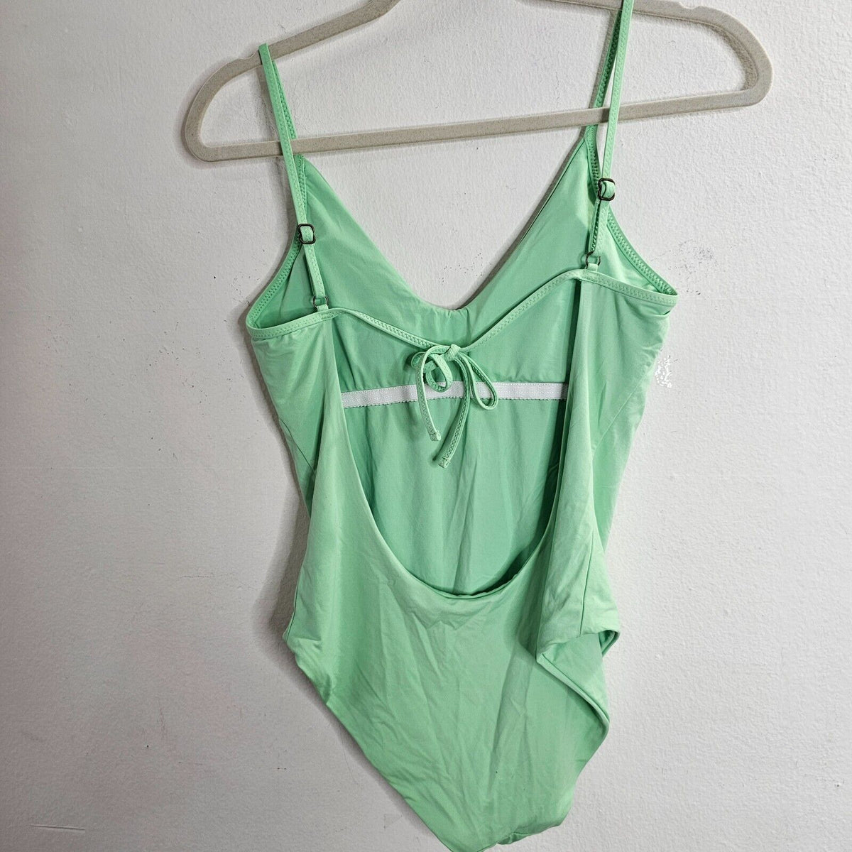Becca Mint Green Scoop Neck Spaghetti Strap Back Tie Bathing Suit Large