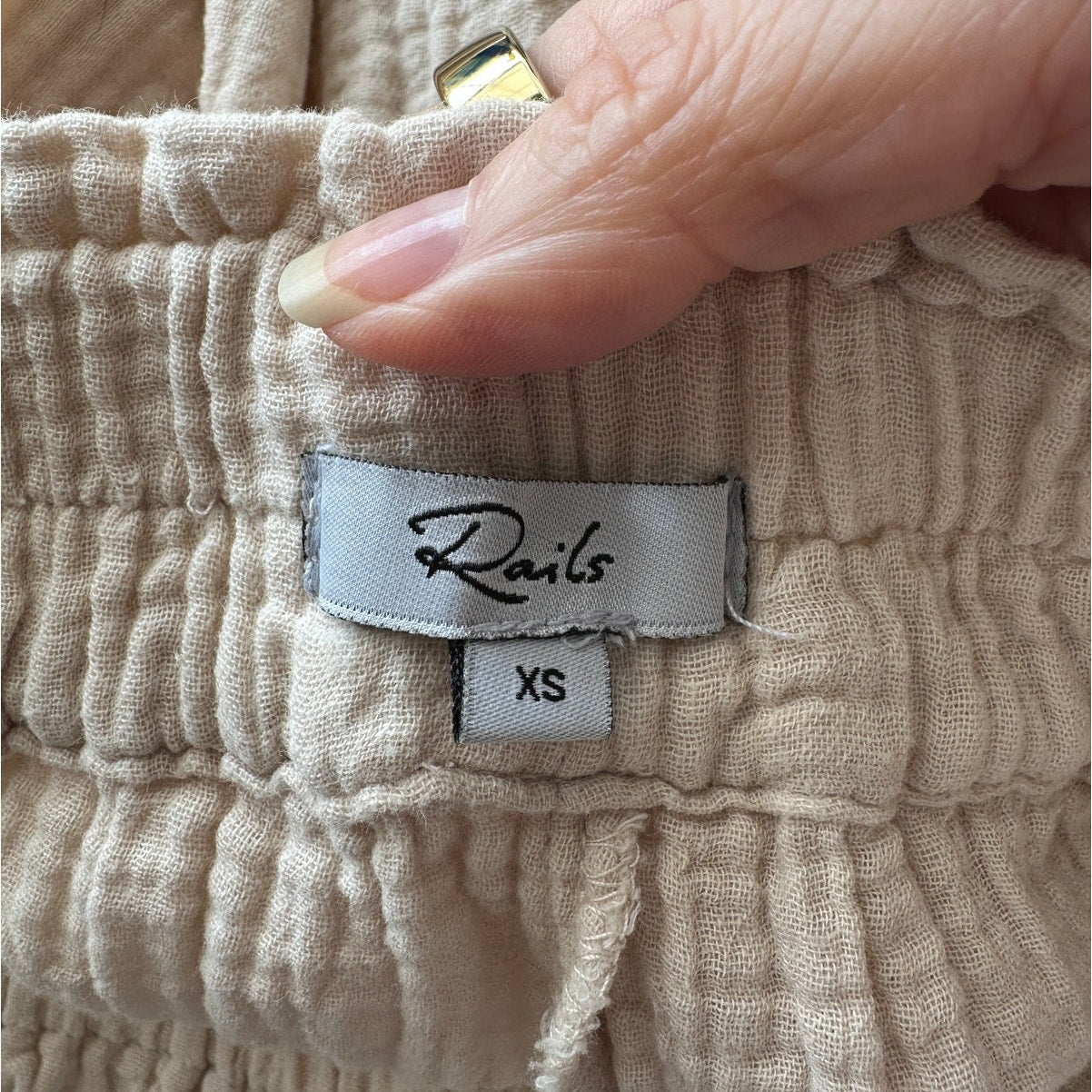Rails Leon Crop Pants Flax Cotton Gauze Elastic Waist XS