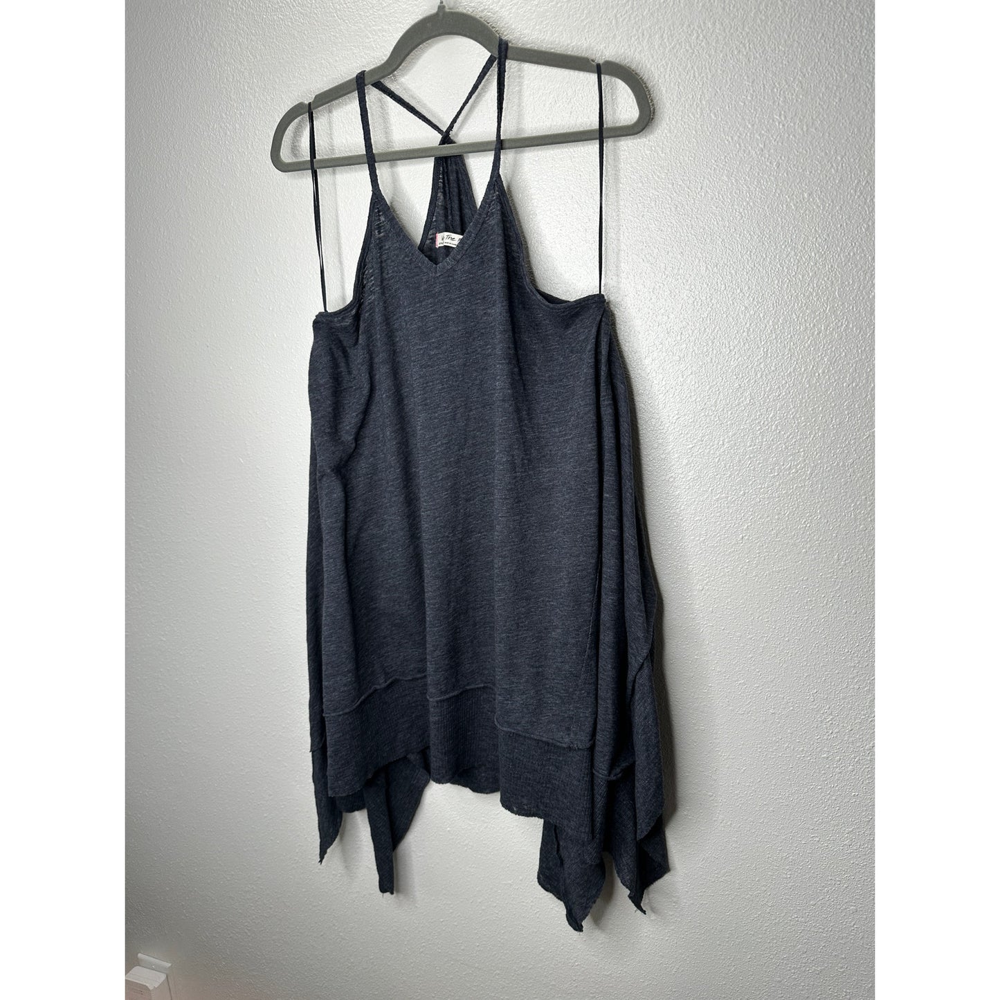 NWT We The Free Dark Gray Spaghetti Strap Flowy Knit Tunic Top XS