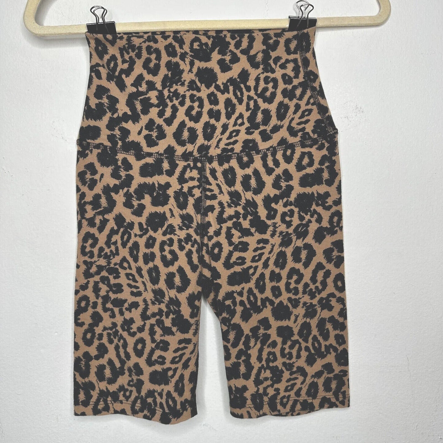 LNA Leopard Print High Band Waist Silhouette Biker Shorts Cotton Spandex Small