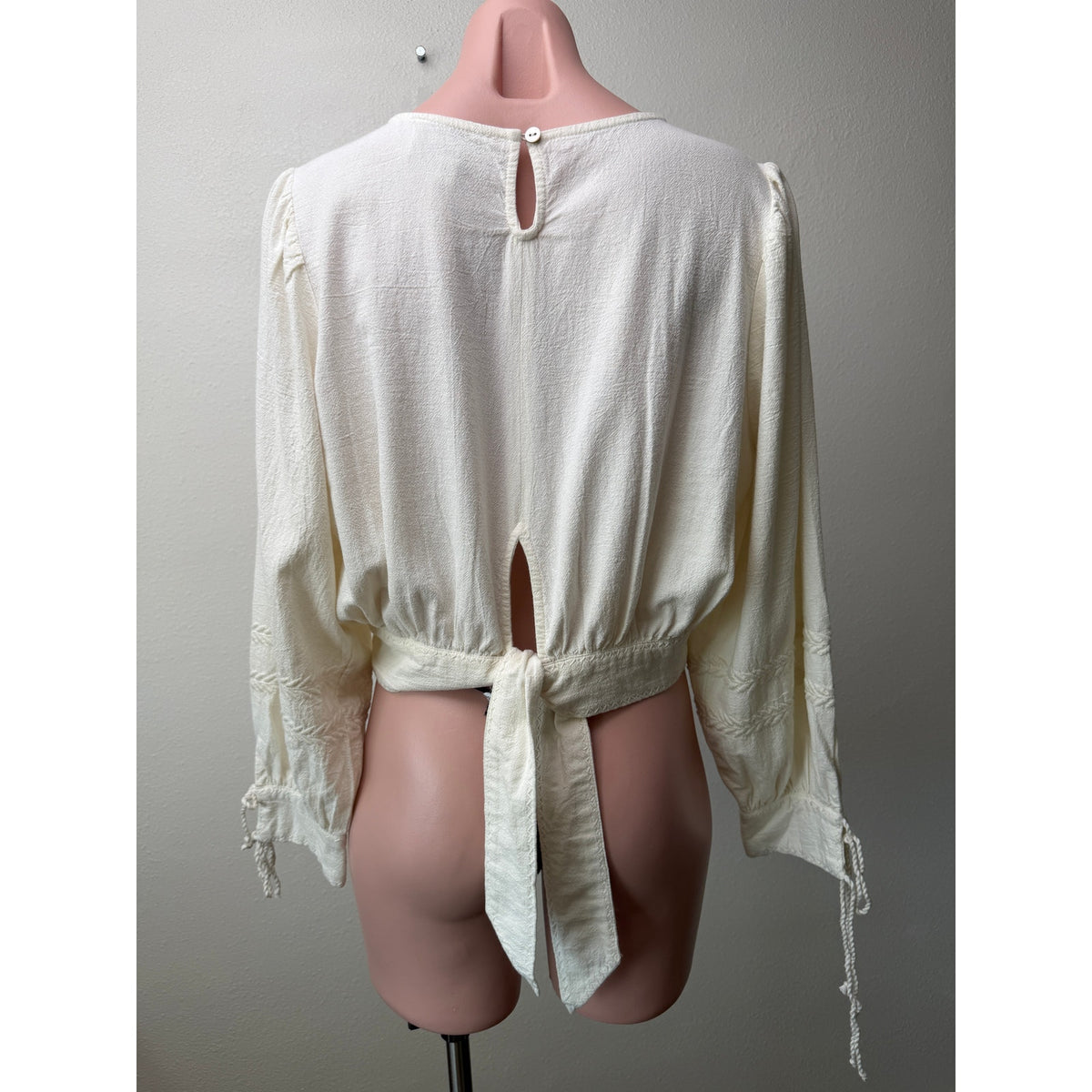 Cleobella Ivory Embroidered Cropped Blouse Women M
