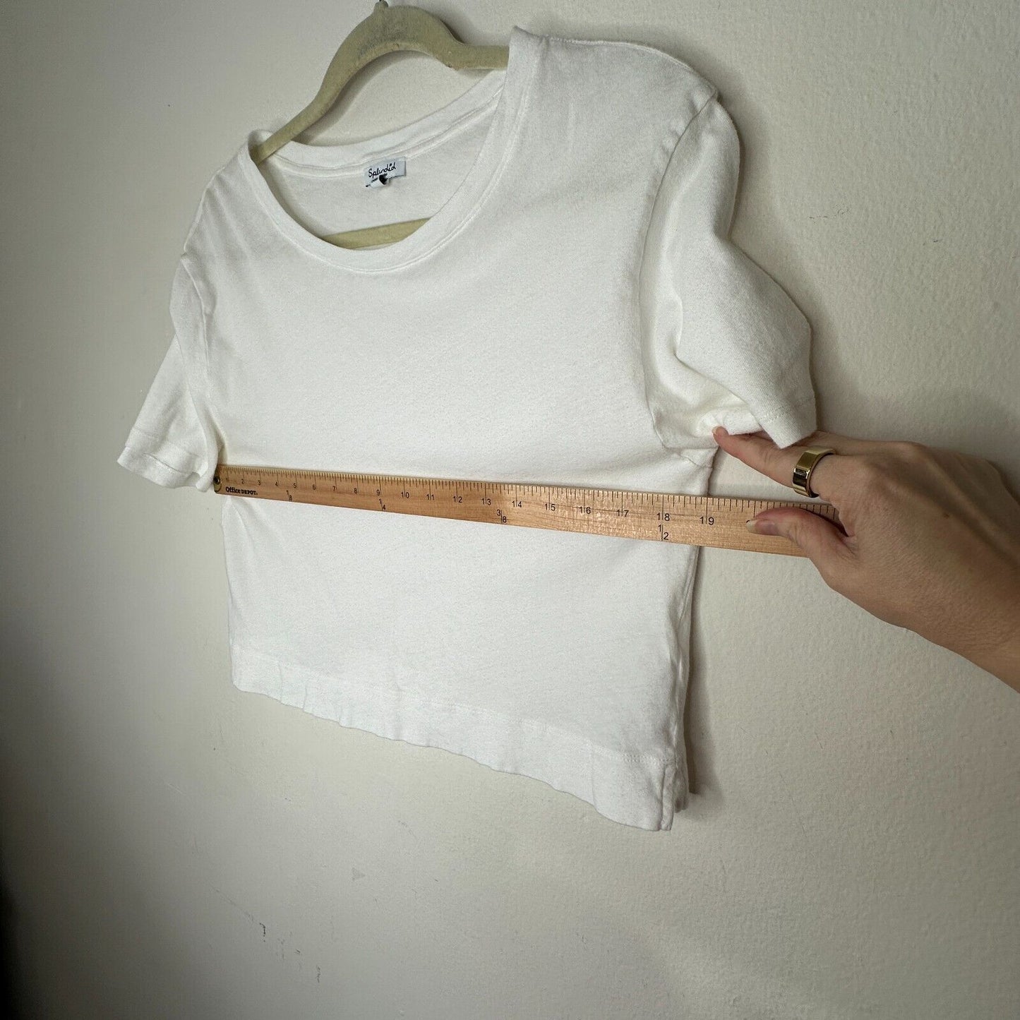 Splendid White 100% Cotton Short Sleeve Round Neck Boxy Wide Hem Crop Tee Medium