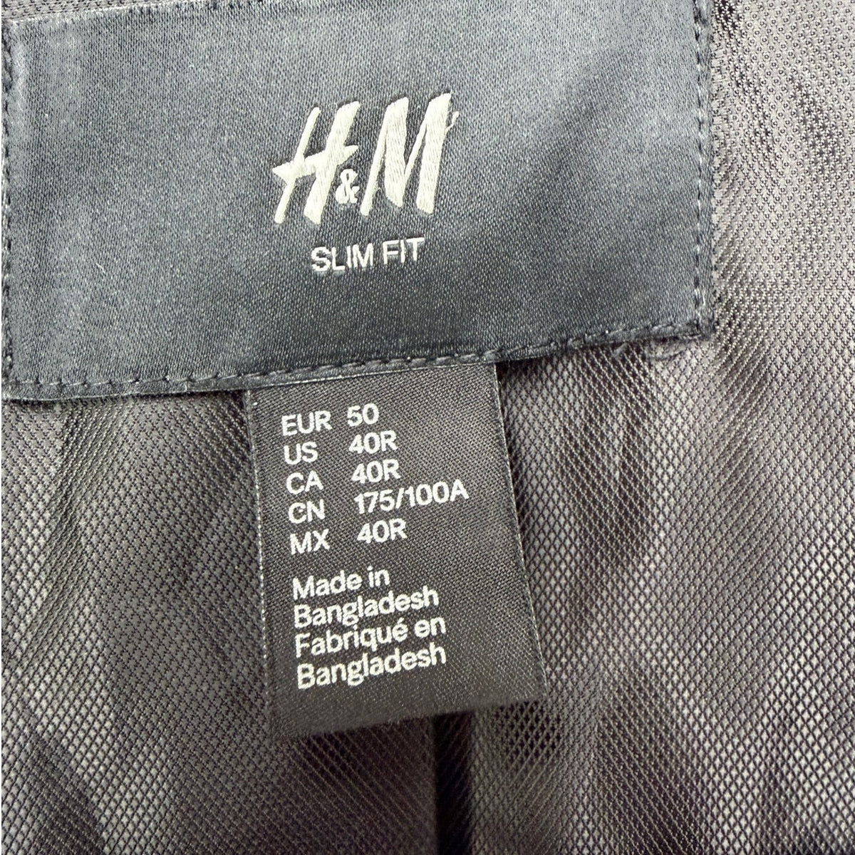 H&M Slim Fit Charcoal Gray Two Button Blazer Suit Jacket Men's US 40R