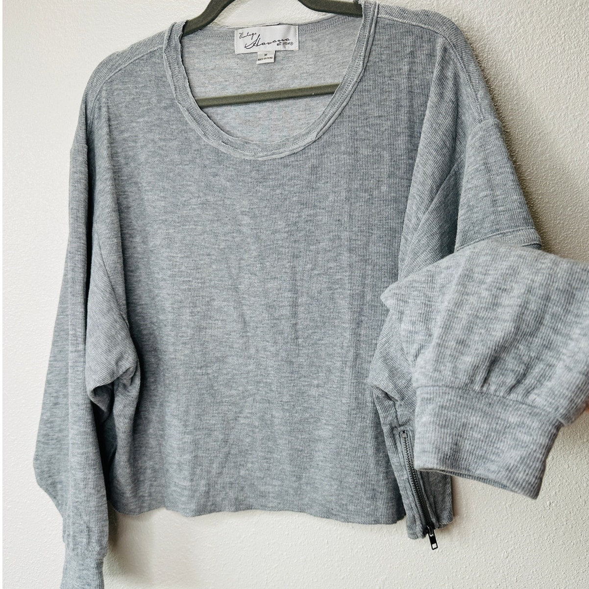 Vintage Havana Gray Crew Neck Utility Jersey Top & Cargo Sweat Pants M