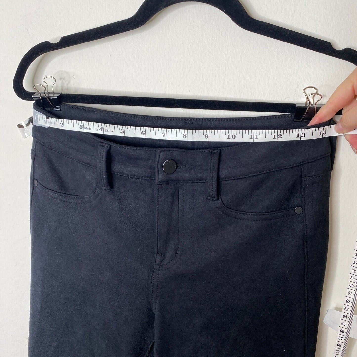 Level 99 Black Dark Gray Mid-Rise Vegan Faux Suede Zip Skinny Pants Jeans 27