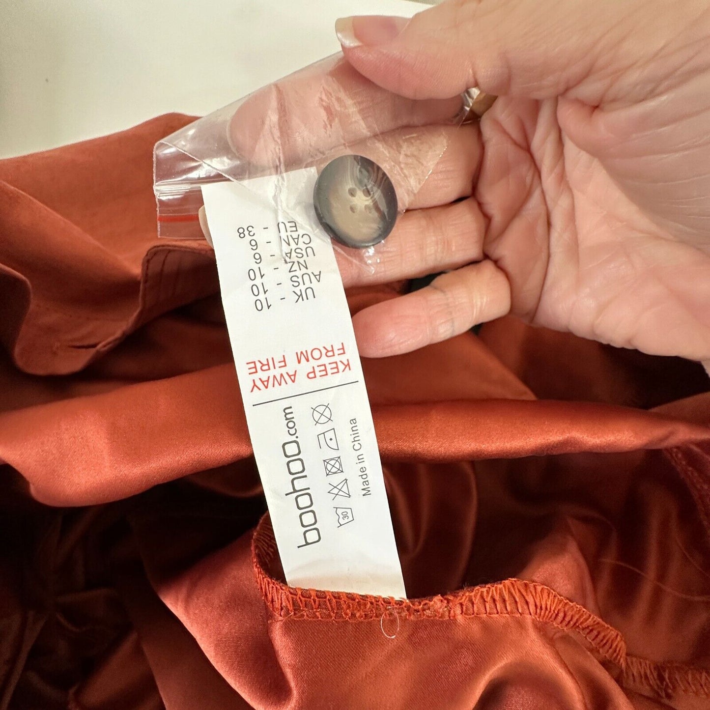 NWT Boohoo Rust Utility Cargo Belted Jumpsuit Tapered Leg Front Safari Pocket 7