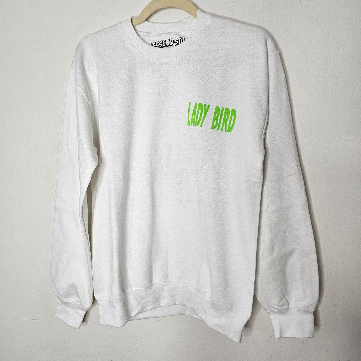 NWOT Jesse Jo Stark Lady Bird Graphic Pullover Crewneck White Sweatshirt Small