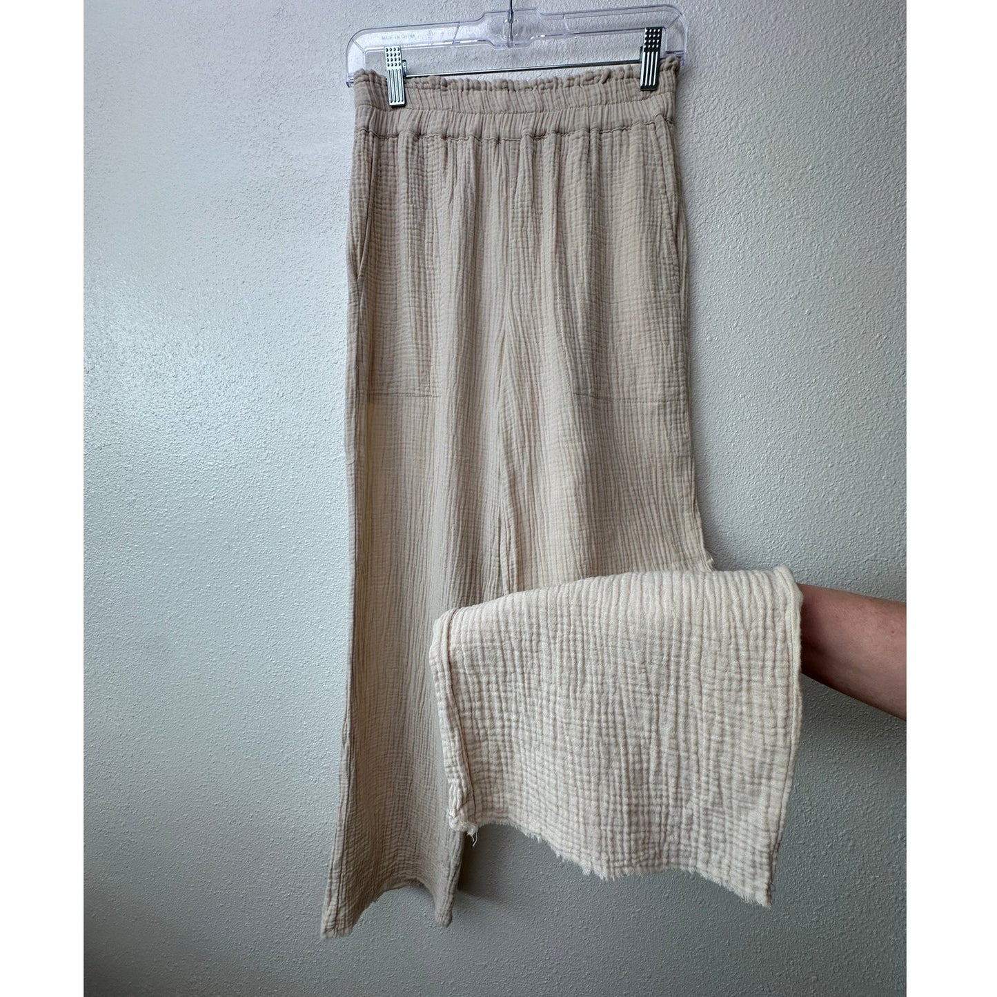 Rails Leon Crop Pants Flax Cotton Gauze Elastic Waist XS
