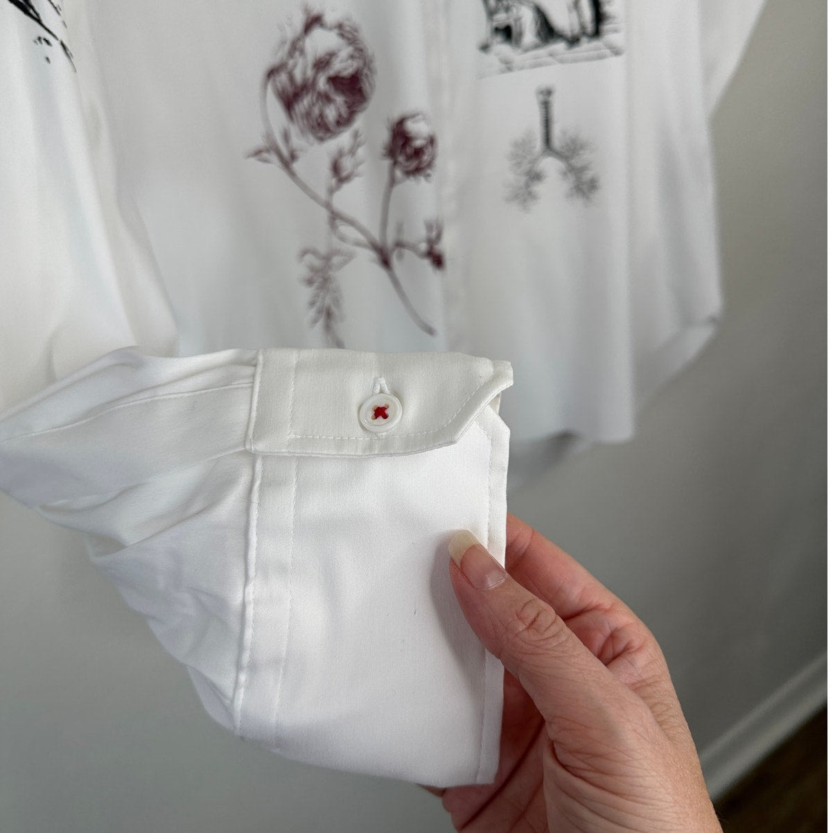 NWT Libertine Silk Screen Melange Deconstructed Mandarin Button Shirt L / XL