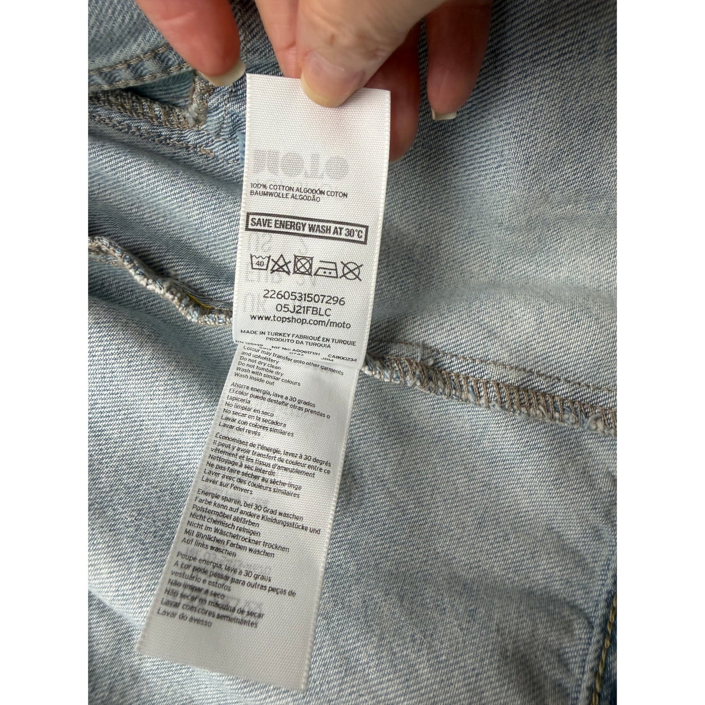 Topshop Moto Light Wash Distressed Denim Jacket Women's 2
