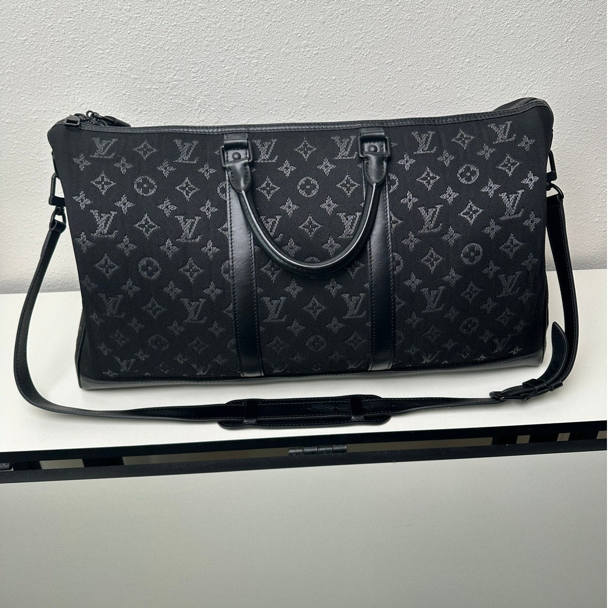 Louis Vuitton Keepall Light Up Bandoulière 50 Black Fiber Optic Monogram Duffle