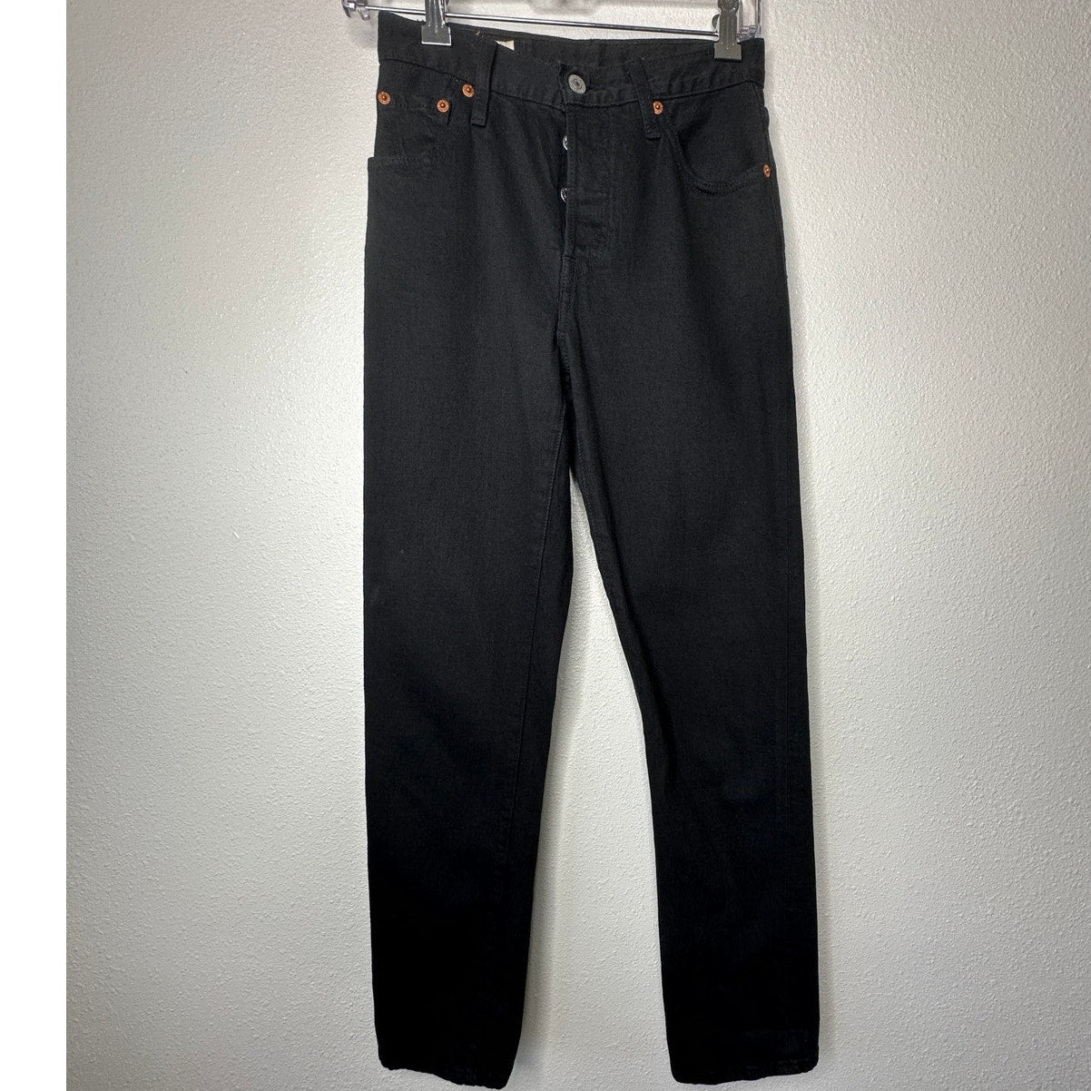 Levis 501 Original Fit Black Button Fly Straight Leg Jeans 23 x 28