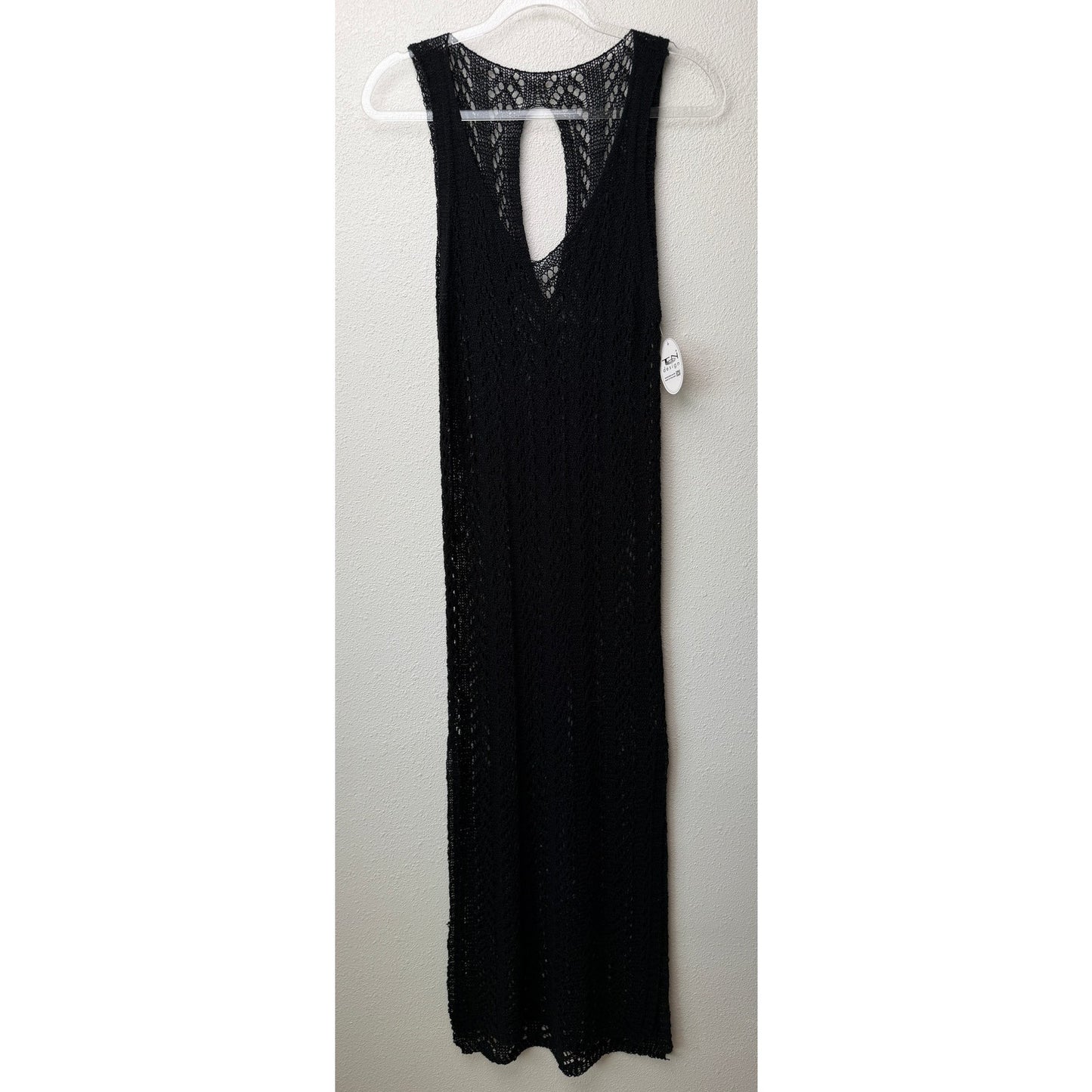 NWT Ten Design Black Womens S/M Crochet Maxi Dress