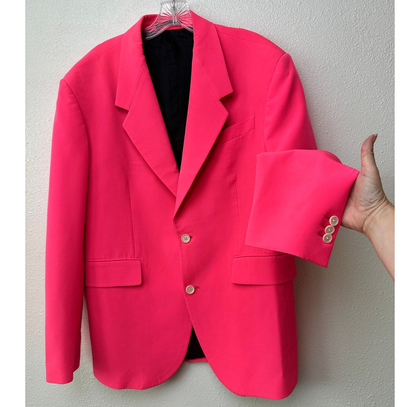 Versace Men’s Hot Pink Blazer Jacket Size IT 50 Two-Button Tailor Made