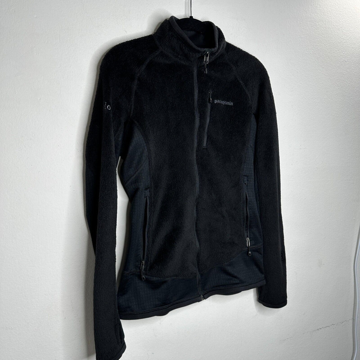Patagonia Black Fuzzy Long Sleeve Front Full Zip Light Weight Fitted Jacket S