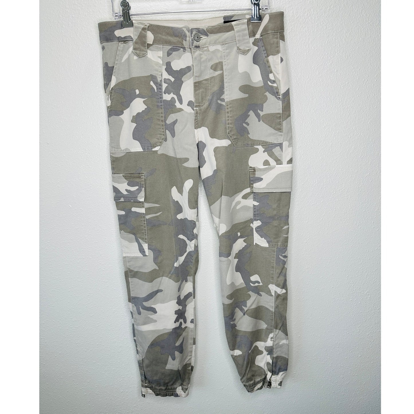 Allsaints Tan & Green Camo Nola Cargo Jogger Zip Ankle Trouser Pant 29