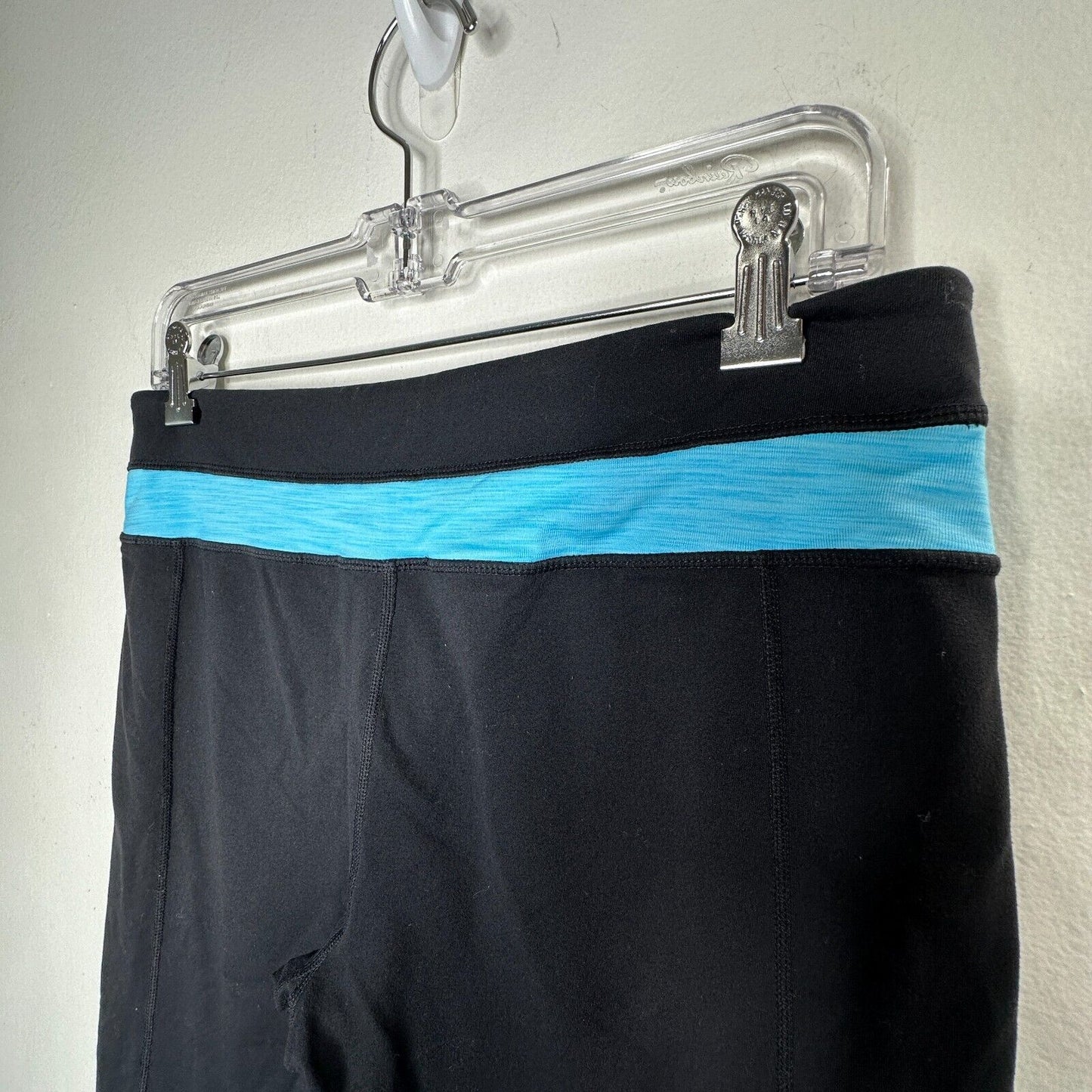 Black Cropped Leggings Aqua Heathered Striped Waist Yoga Bike Shorts Medium