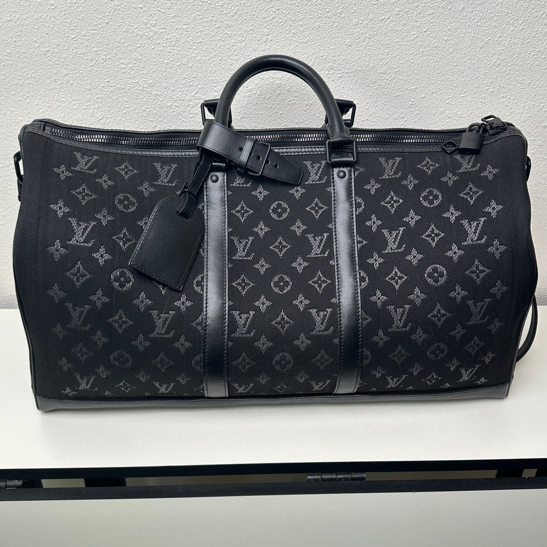 Louis Vuitton Keepall Light Up Bandoulière 50 Black Fiber Optic Monogram Duffle