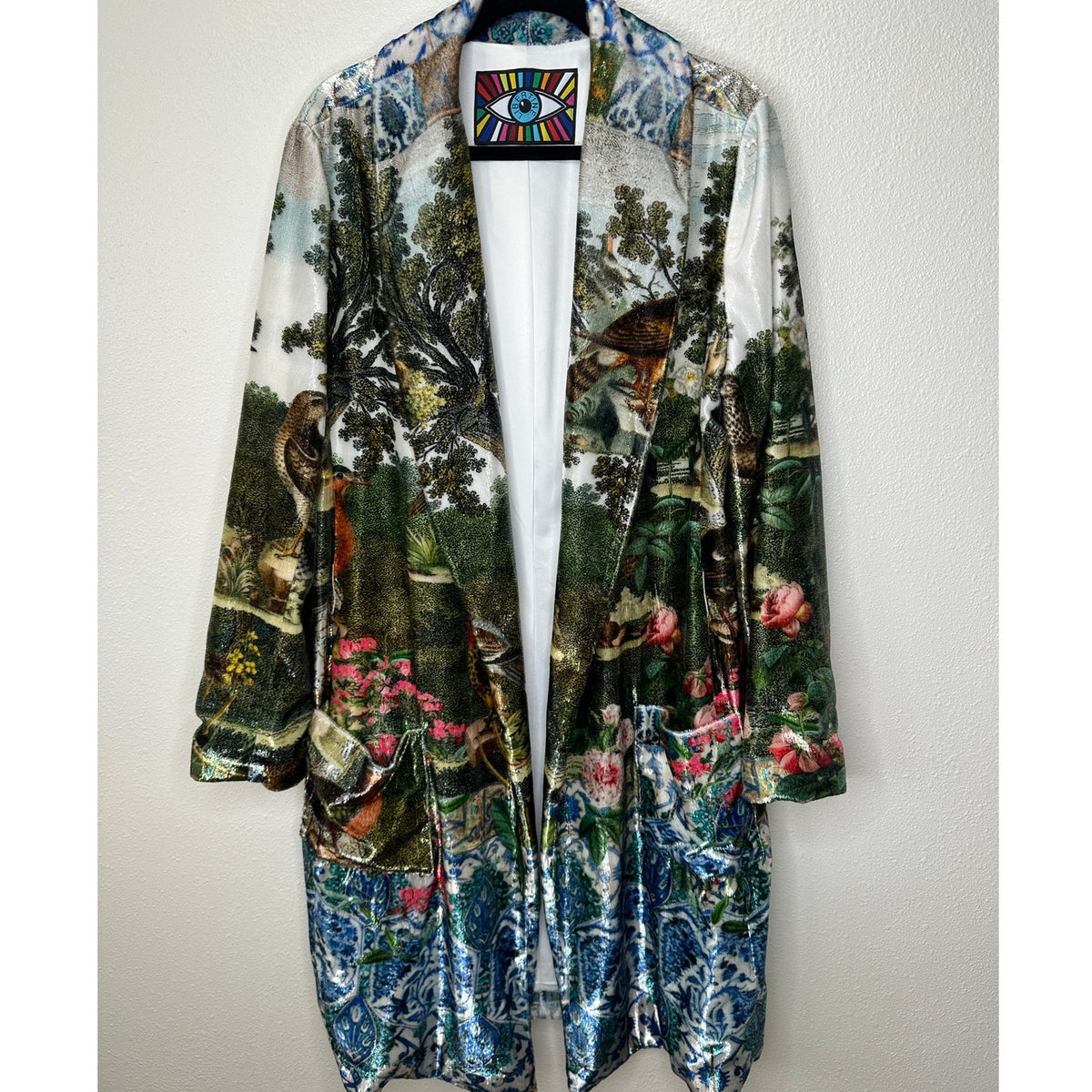 Libertine Ottoman Empire Birds Tie Waist House Coat Long Sleeve Green 3X / XL