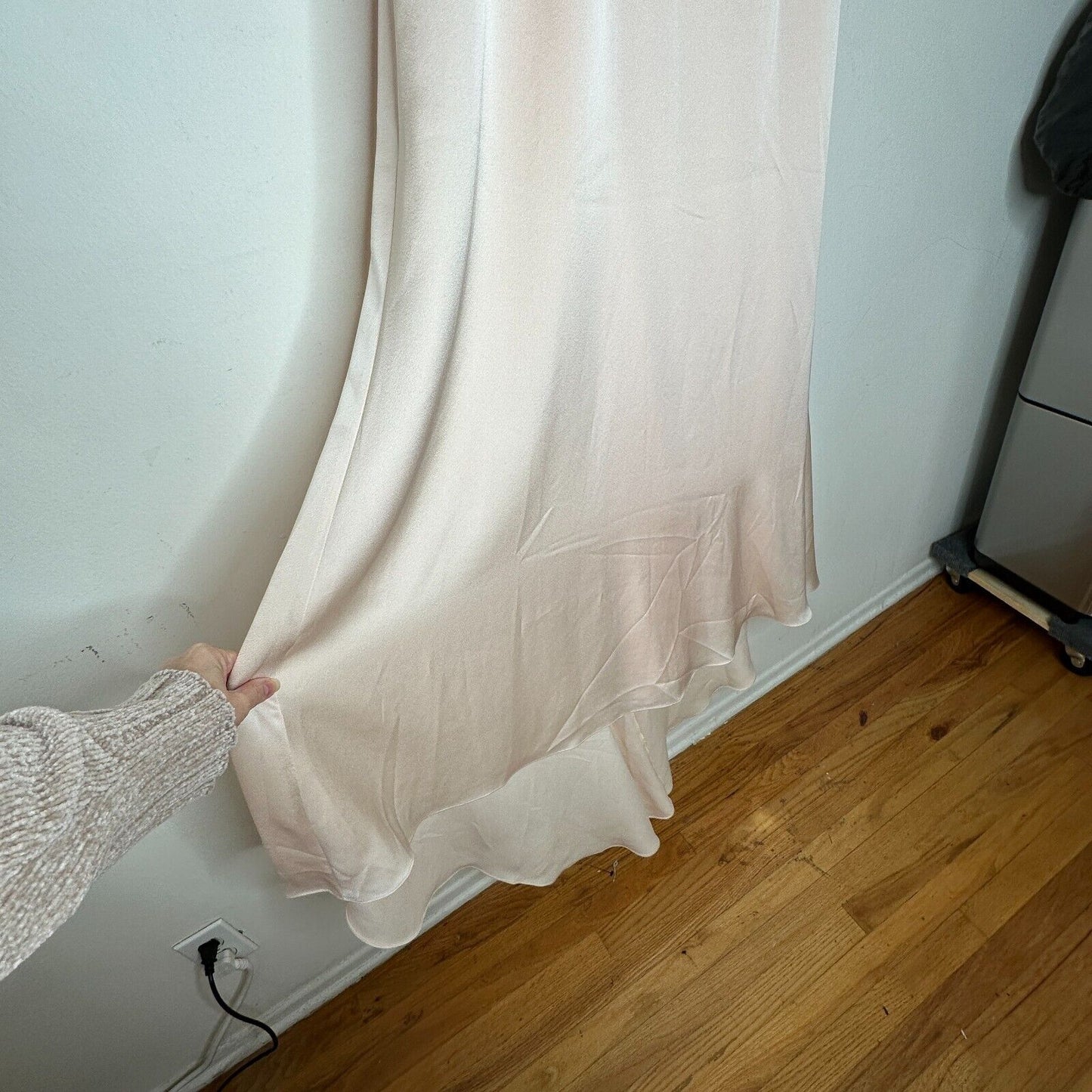 NWT Lovers + Friends The Slip Satin Maxi Dress Pink-Champagne Lined Back Button