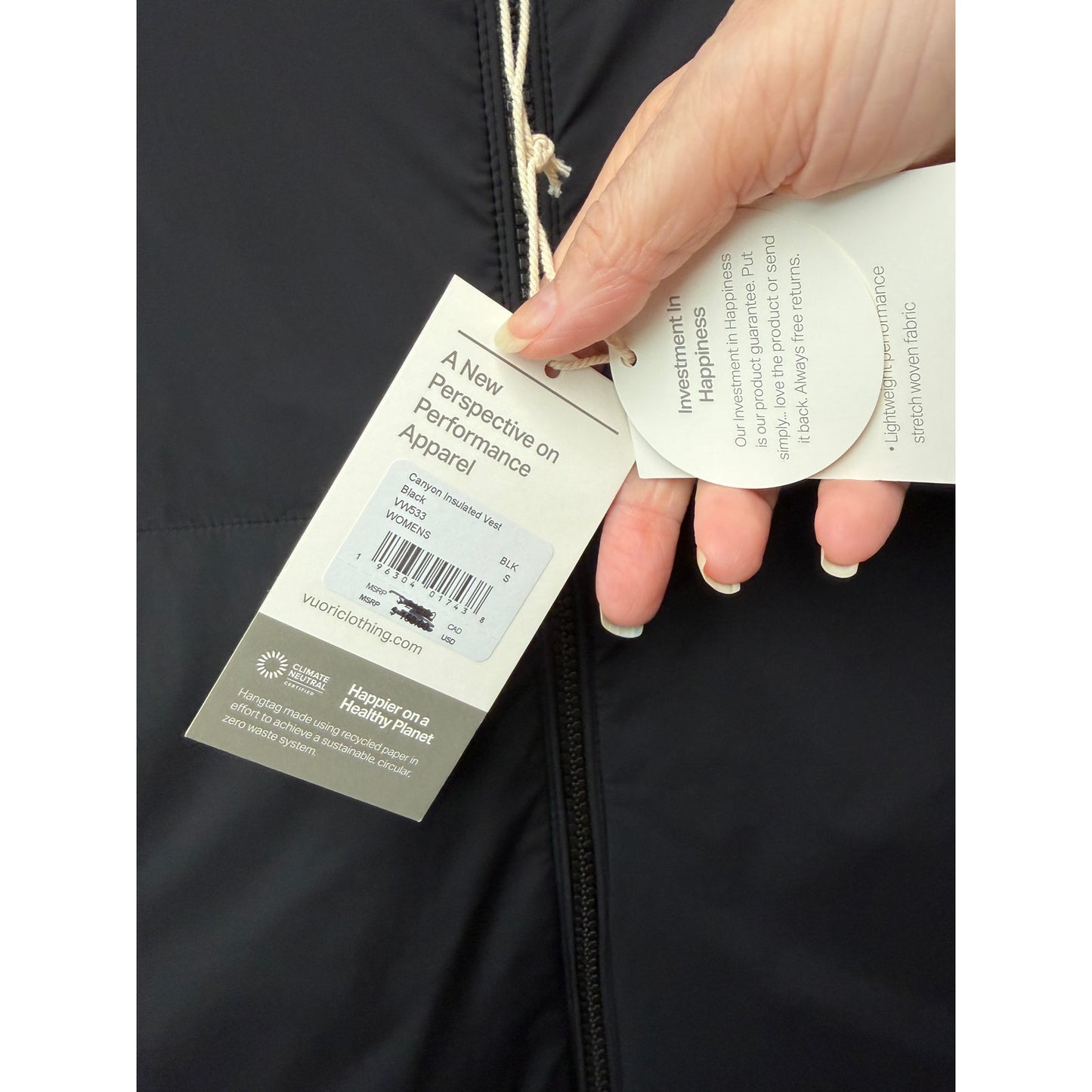 NWT Vuori Canyon Insulated Vest Black Womens S