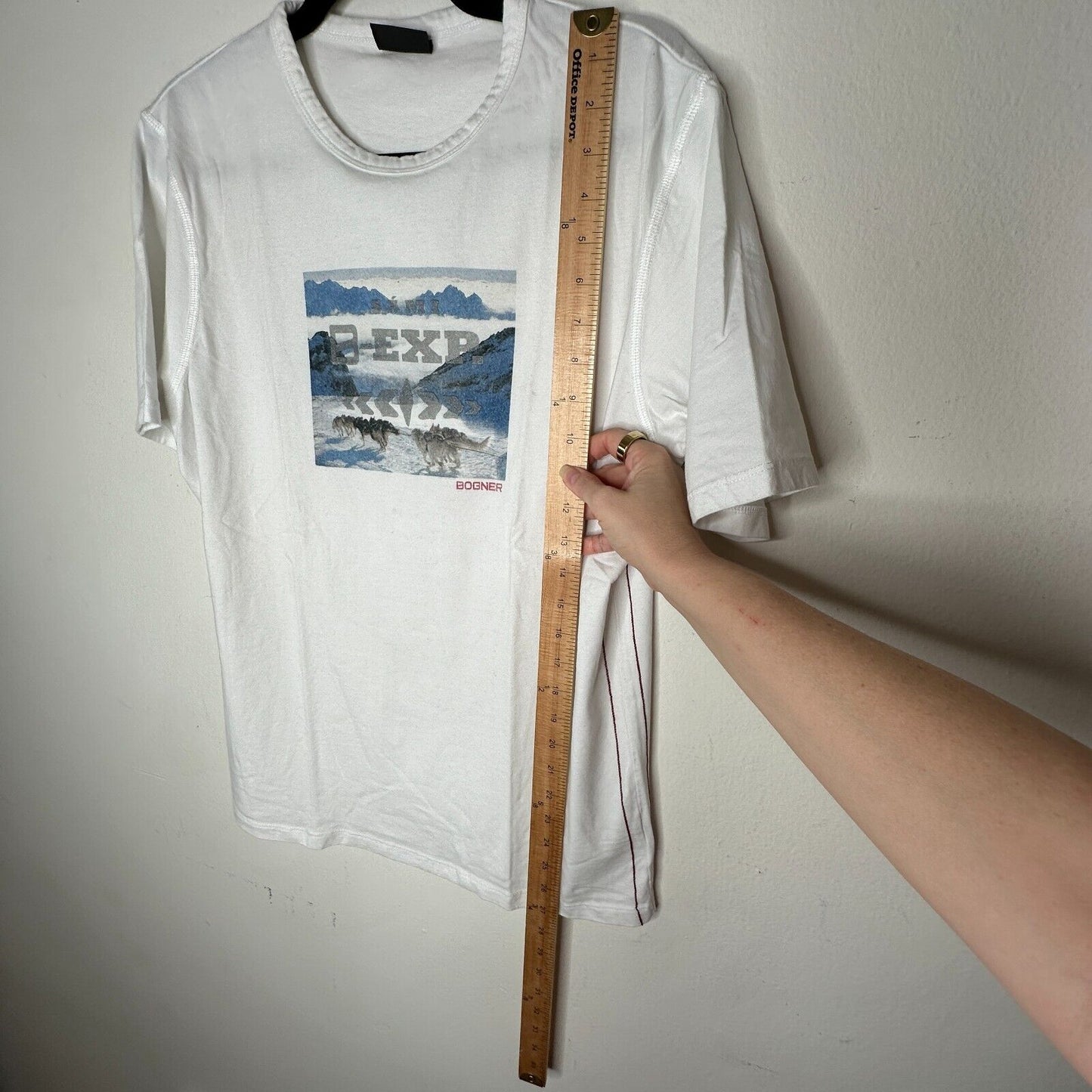 Bogner Ivory Blue Dog Sled Graphic Short Sleeve Round Neck Tee Shirt XL