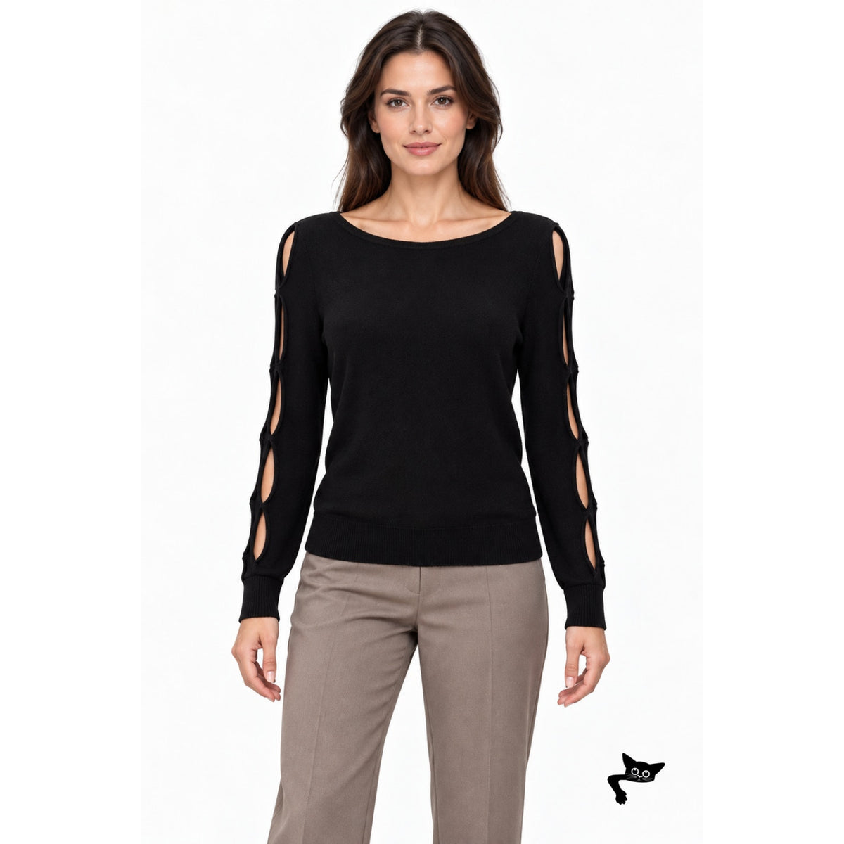 Ramy Brook Black Cutout Sleeve Sweater Women S
