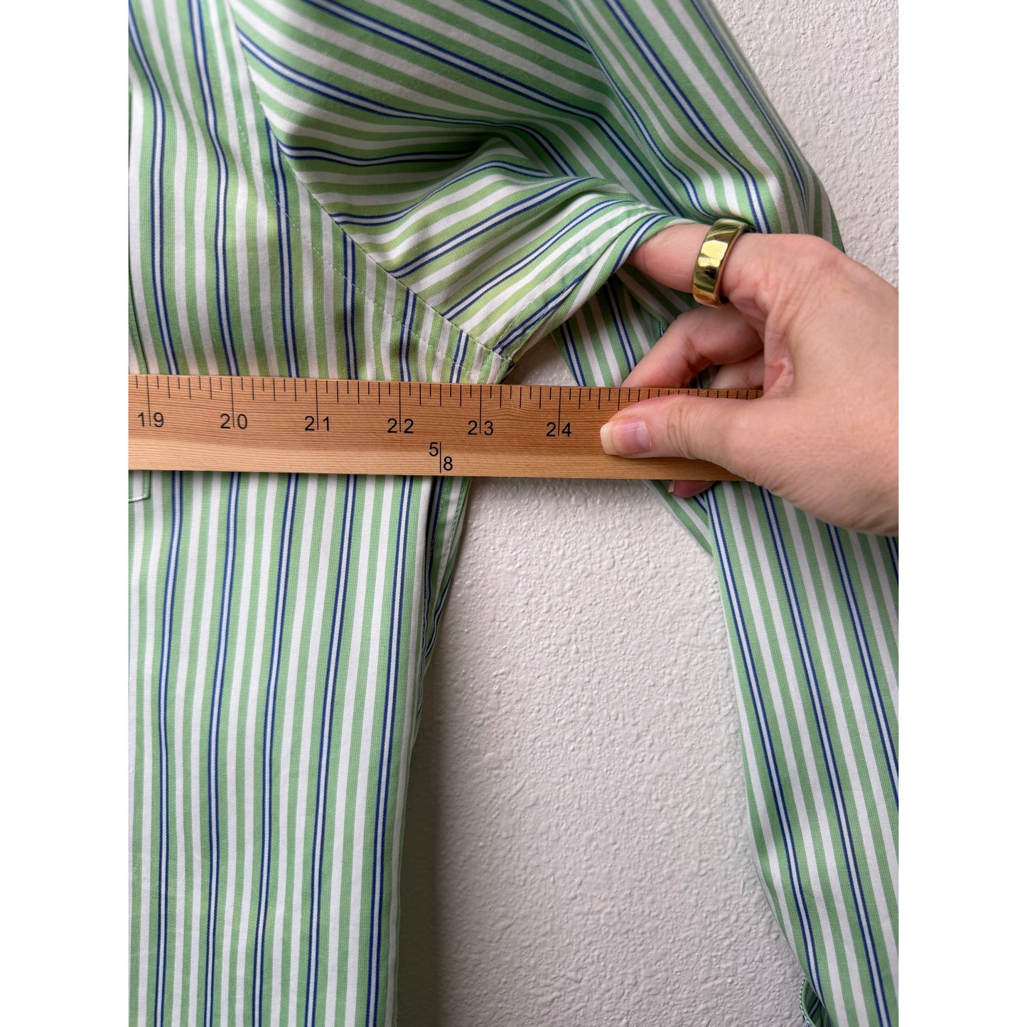 Bugatchi Shaped Fit Stripe Button Front Shirt Green Men’s L