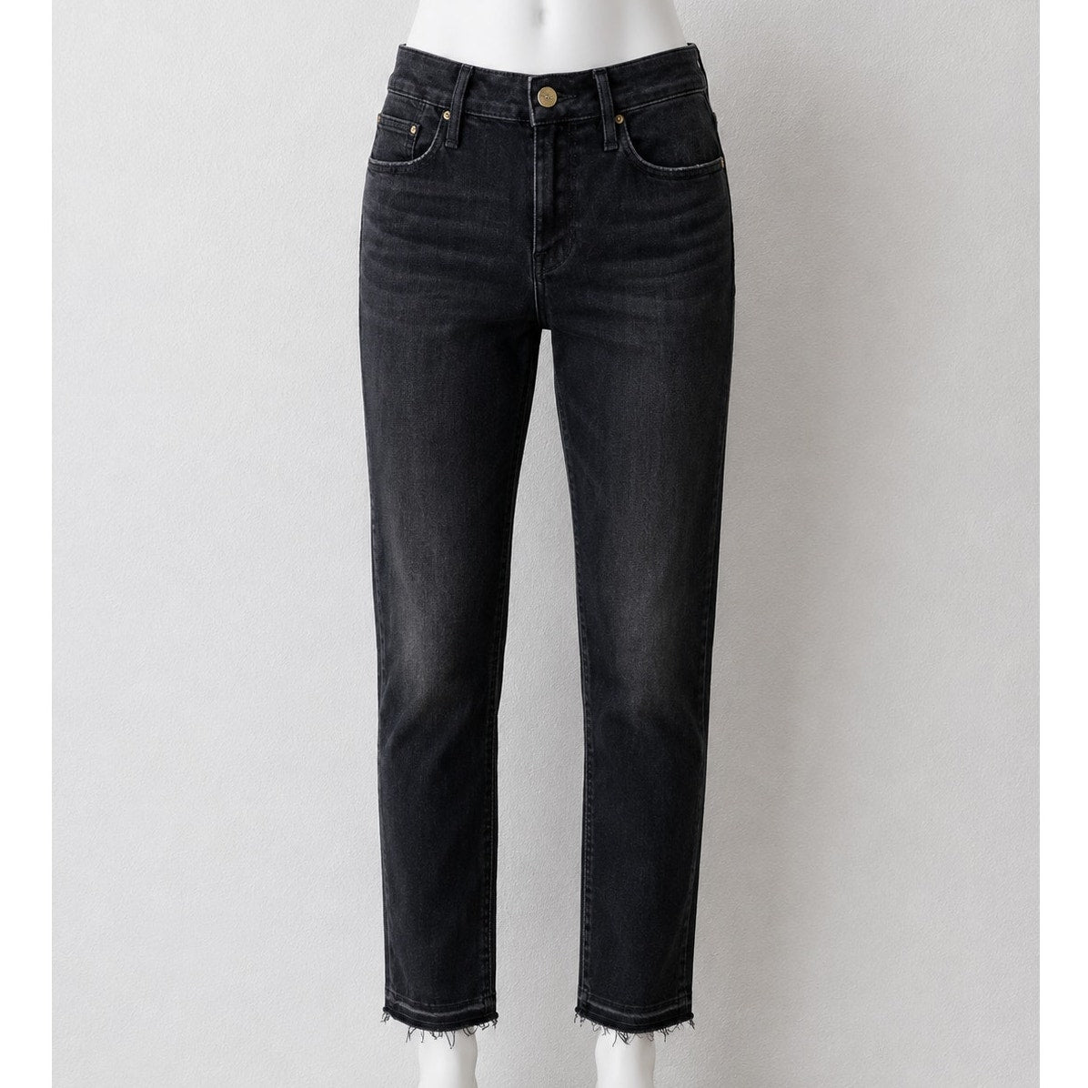 NWT Frame Le High Straight Jeans Black Raw Hem Women's 27