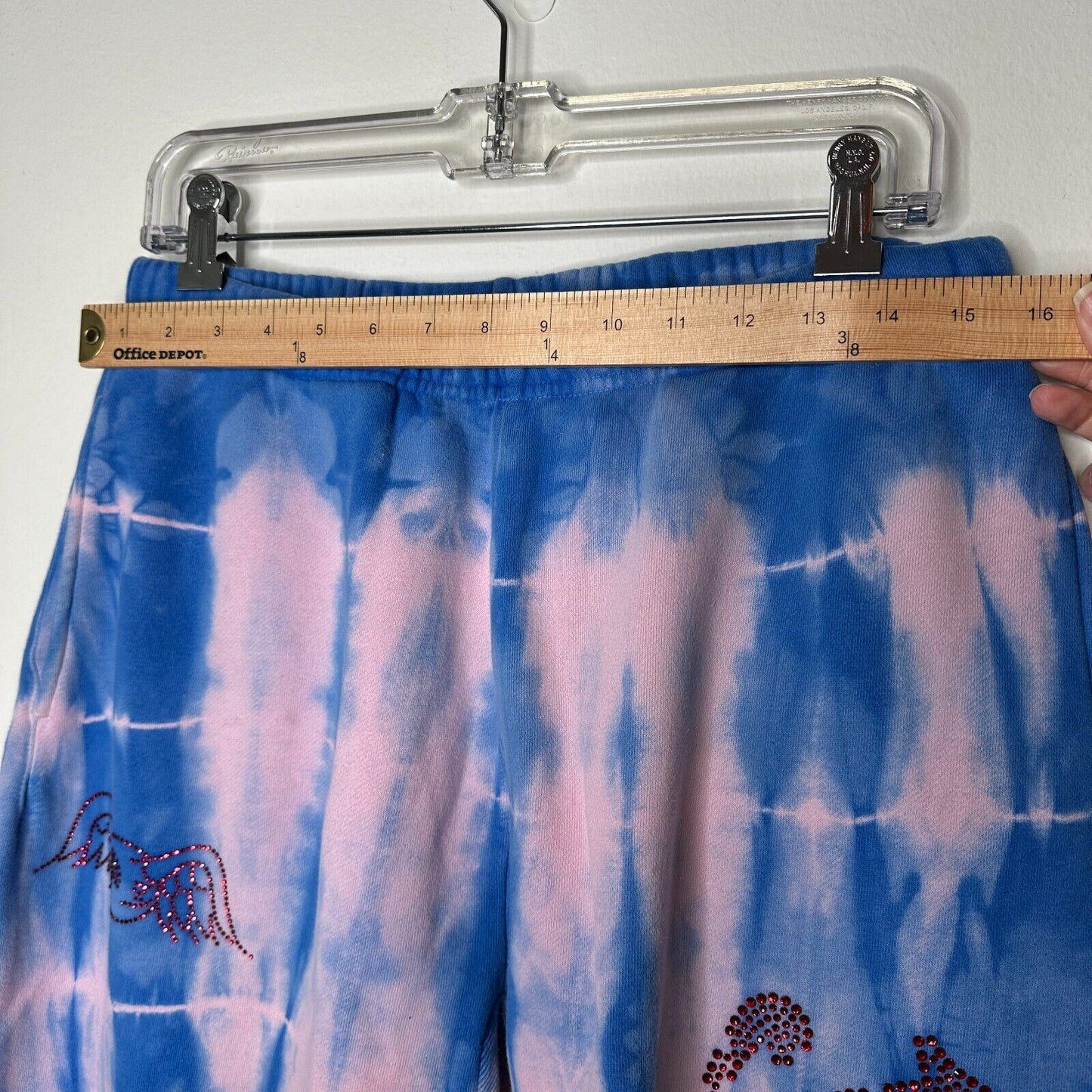 Von Dutch SET Blue Pink Tie Dye Red Rhinestone Logo Oversize Hoodie & Pants