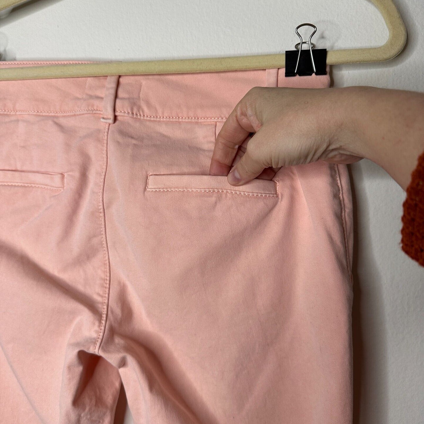 Loft Pastel Pink Peach Cute Double Frayed Skinny Crop Pant Chino Zip 00P