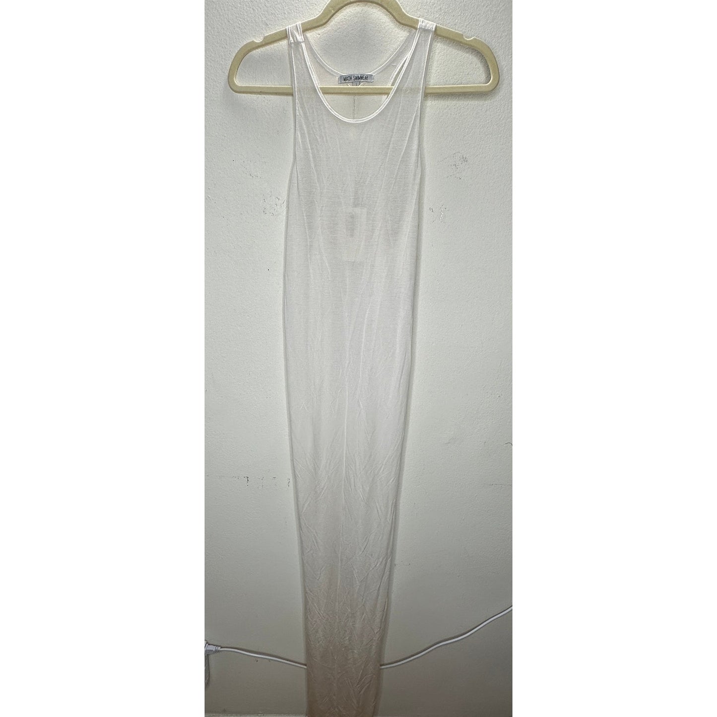 Mikoh Swimwear Maverick Sheer White High Neck Maxi Tank Dress