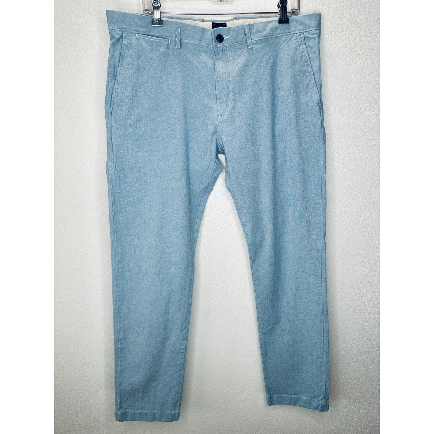 J. Crew Light Blue Chambray 484 Slim Stretch Trouser Pant 36 / 32