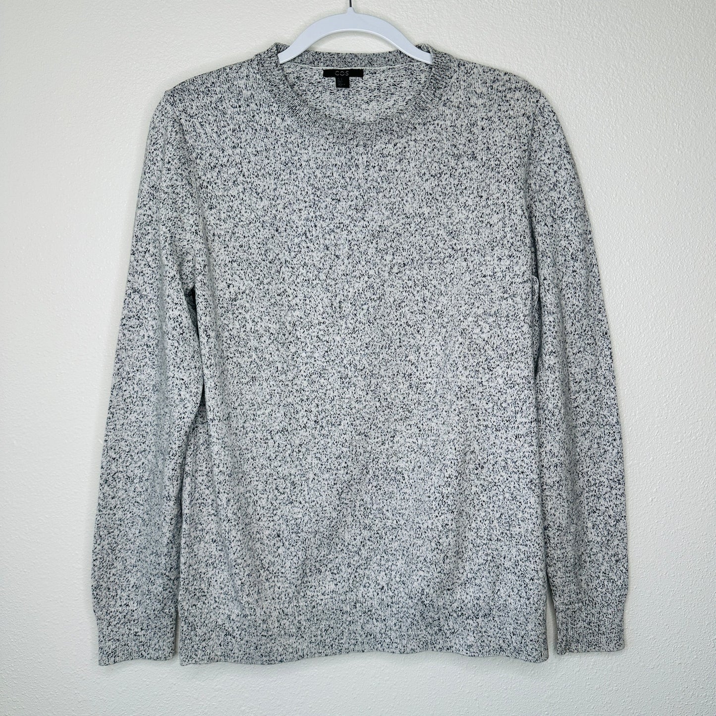 COS Black & White Marled Round Neck Long Sleeve Sweater 100% Cotton S