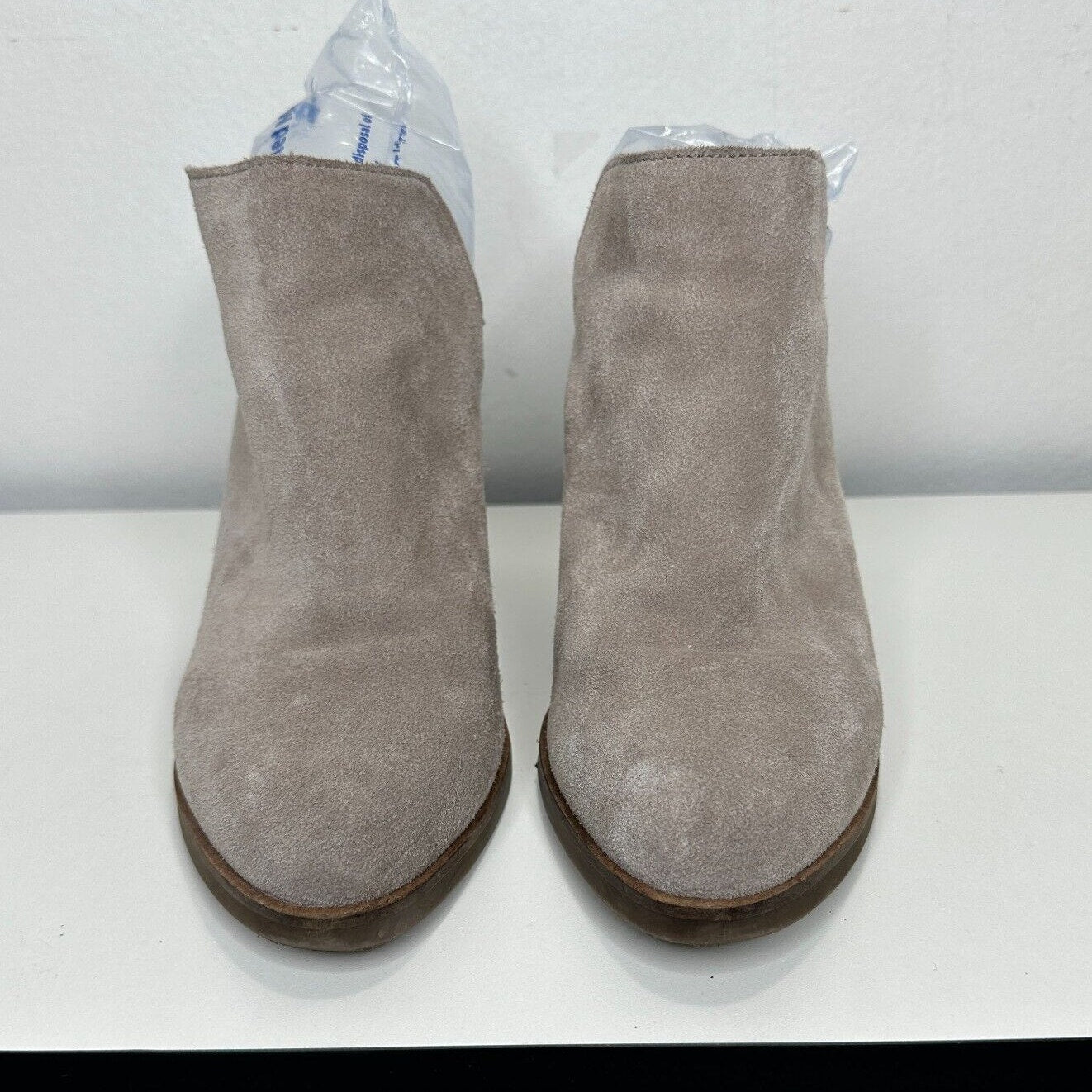 Dolce Vita Gray Taupe Selene Suede Almond toe Slide Mule Bootie Block Heels 7.5