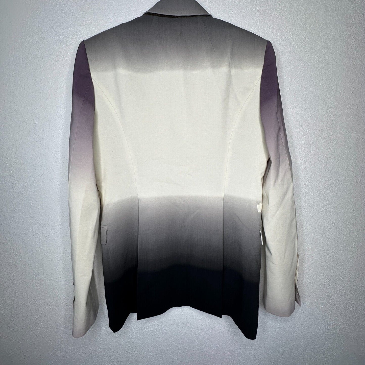 Rick Owens Cream Slim Fit Degrade Black Eggplant Virgin Wool Blazer Jacket 38