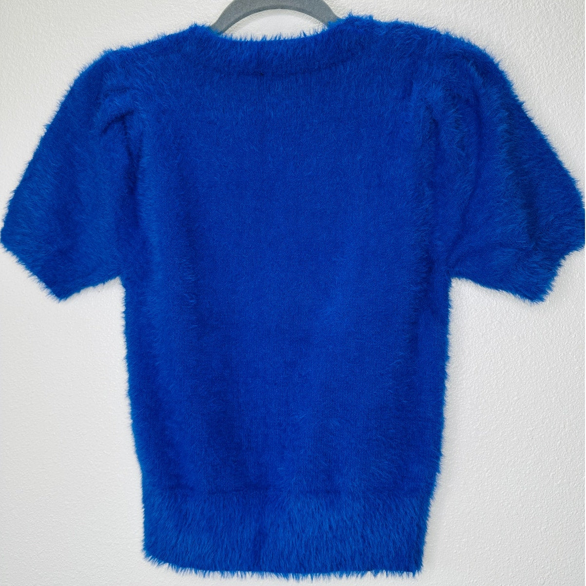 NWT VICI Emanuelle Royal Blue Fuzzy Short Sleeve Sweater Top S