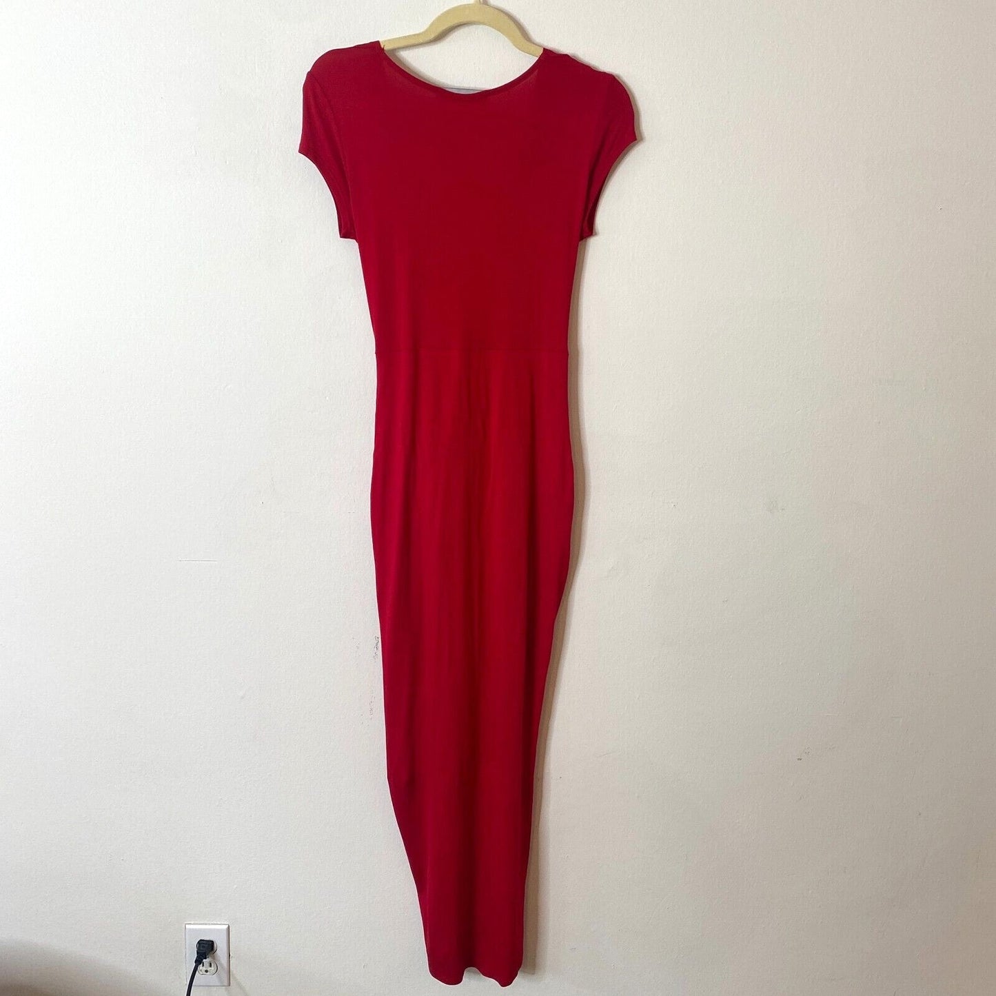 Sabora Red Sexy Deep-V Twist Front Cap Sleeve Bodycon Dress M