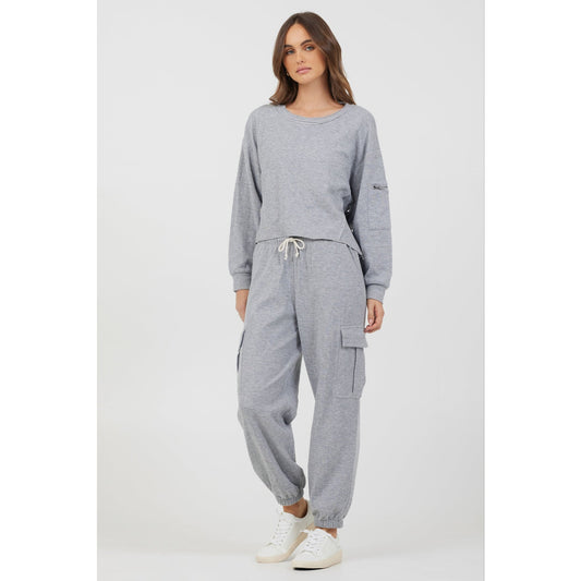 Vintage Havana Gray Crew Neck Utility Jersey Top & Cargo Sweat Pants M