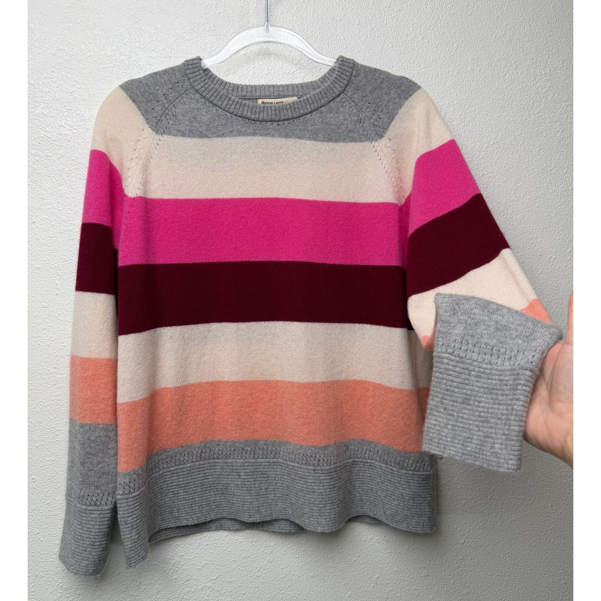 Marine Layer Gray Pink Stripe Cashmere Sweater Women S