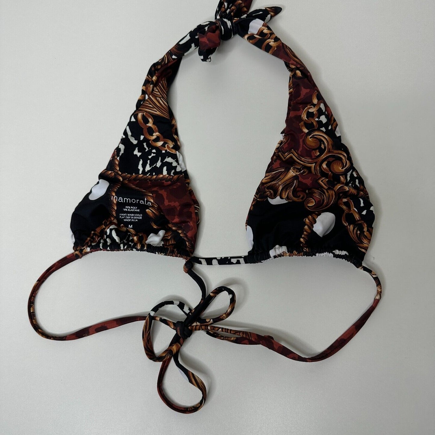 Inamorata Las Olas Burgundy Leopard Link Design Neptune Triangle Halter Top Med