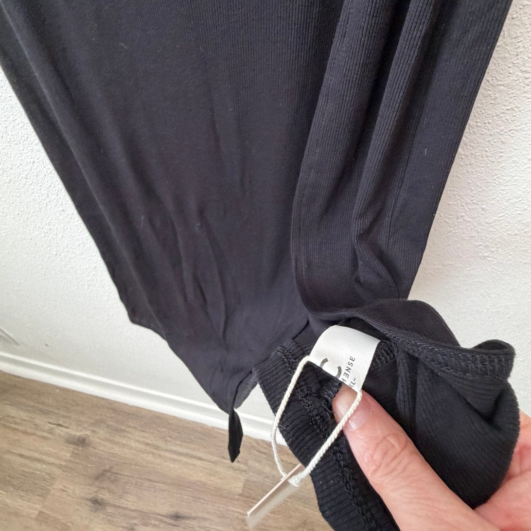 NWT Commense Black Ribbed Side Slit Midi Dress XL