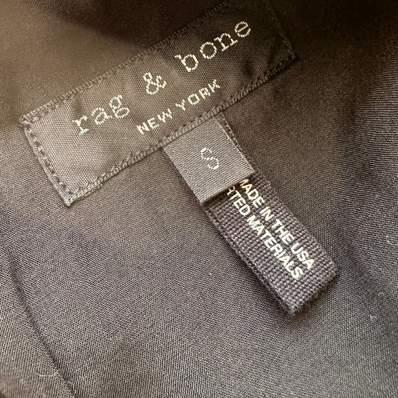 rag & bone Navy & Black High Neck Satin Back Zip Tank Blouse Sleeveless Top S