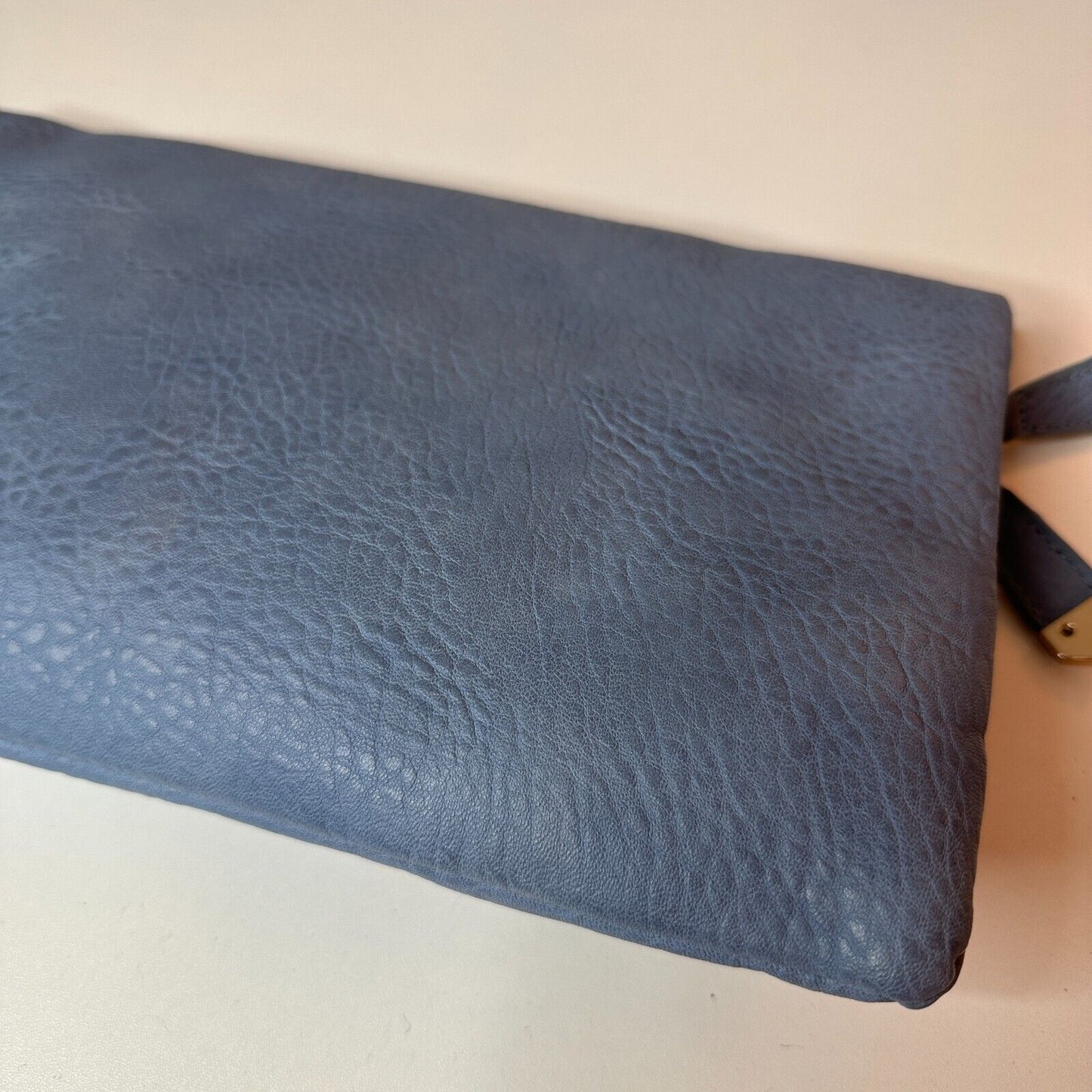 Urban Expressions Stella Dusty Blue Pebble Vegan Striped Interior Leather Clutch