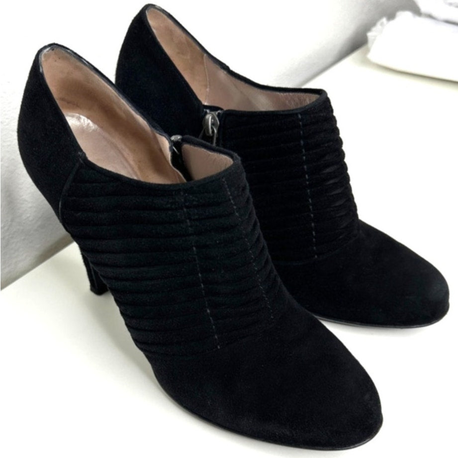 Salvatore Ferragamo Black Suede Narni Stiletto Bootie Side Zip 8
