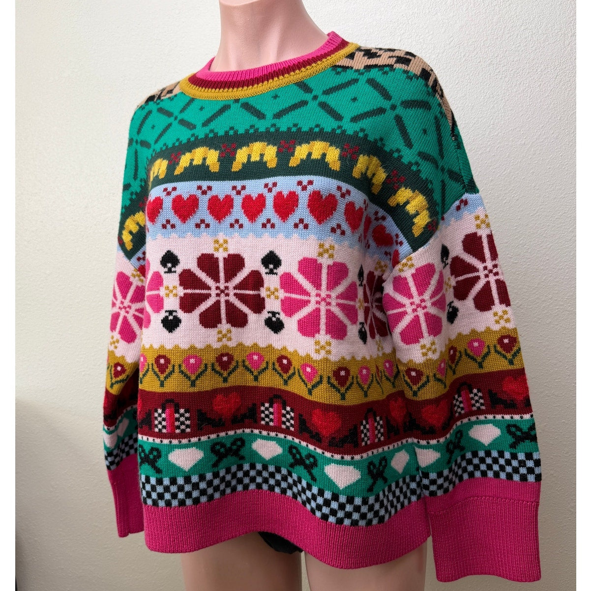 Kate Spade Multicolor Wool Mohair Floral Heart Sweater - S