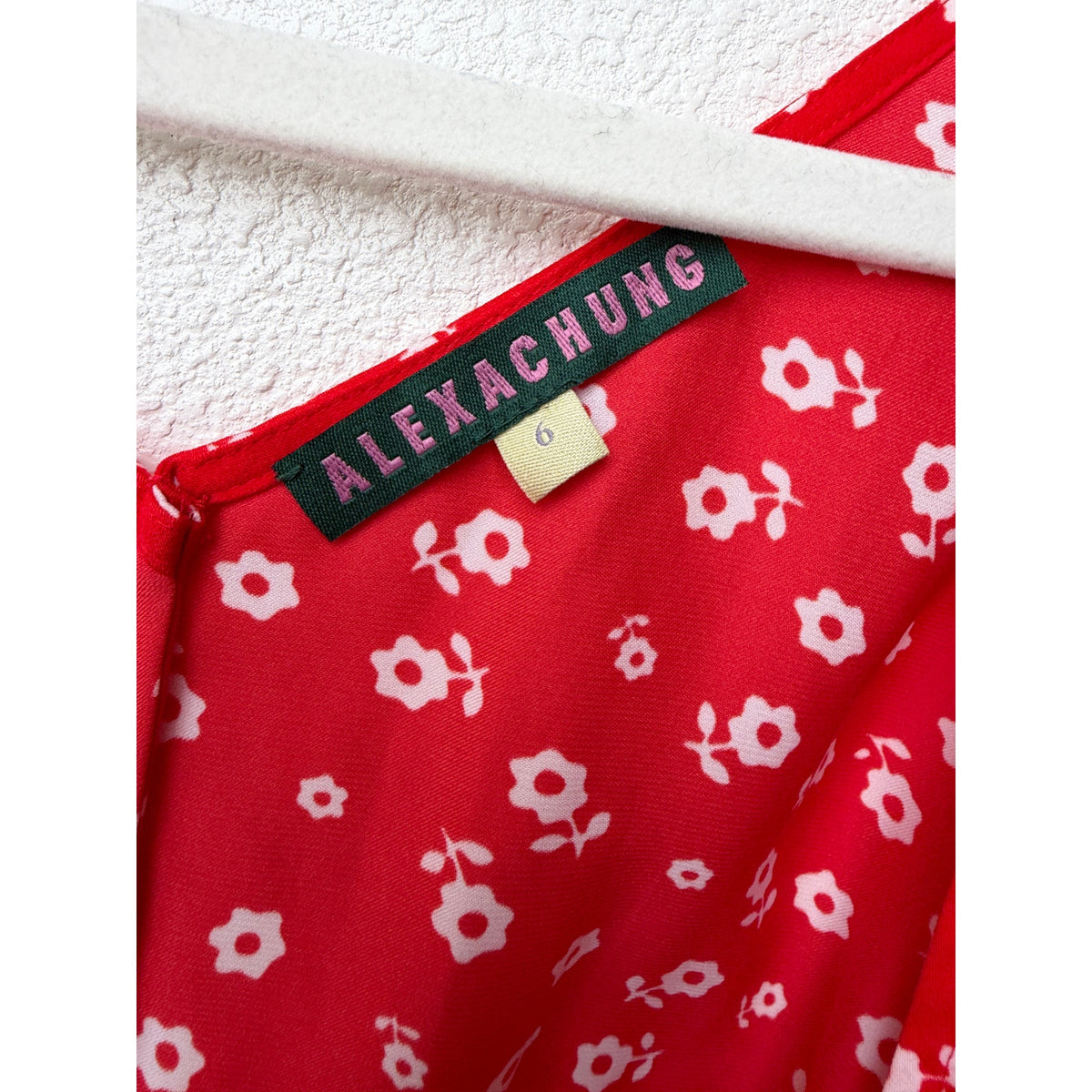 ALEXACHUNG Red Floral Wrap Mini Dress Women US 2