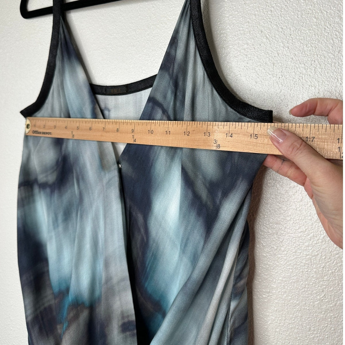 SW3 Teal Blue Multi Color Tie Dye Front Snap Faux Wrap Tank Top M