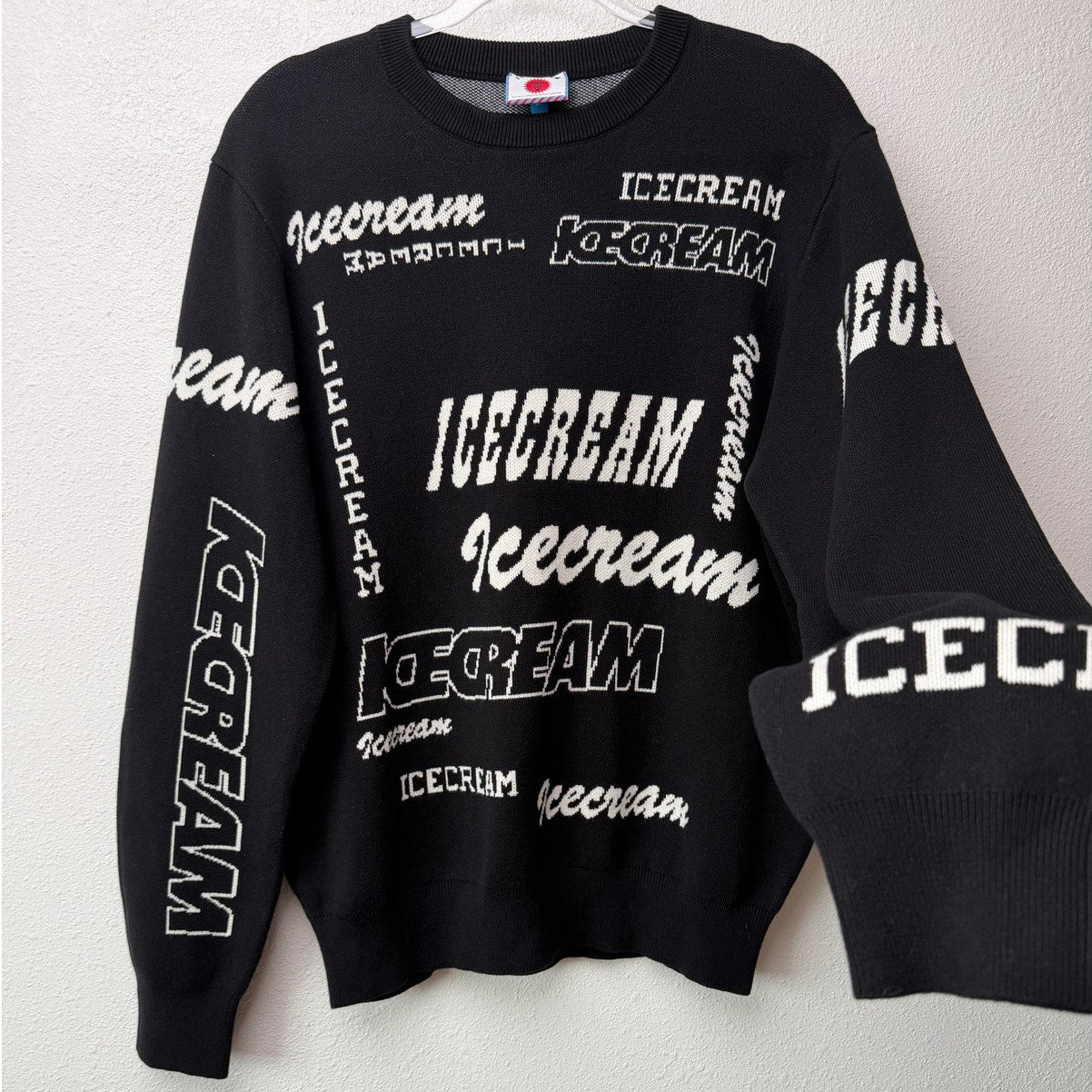 NWT Ice Cream BBC Multi Logo Knit Crewneck Sweater Black Ivory Size M