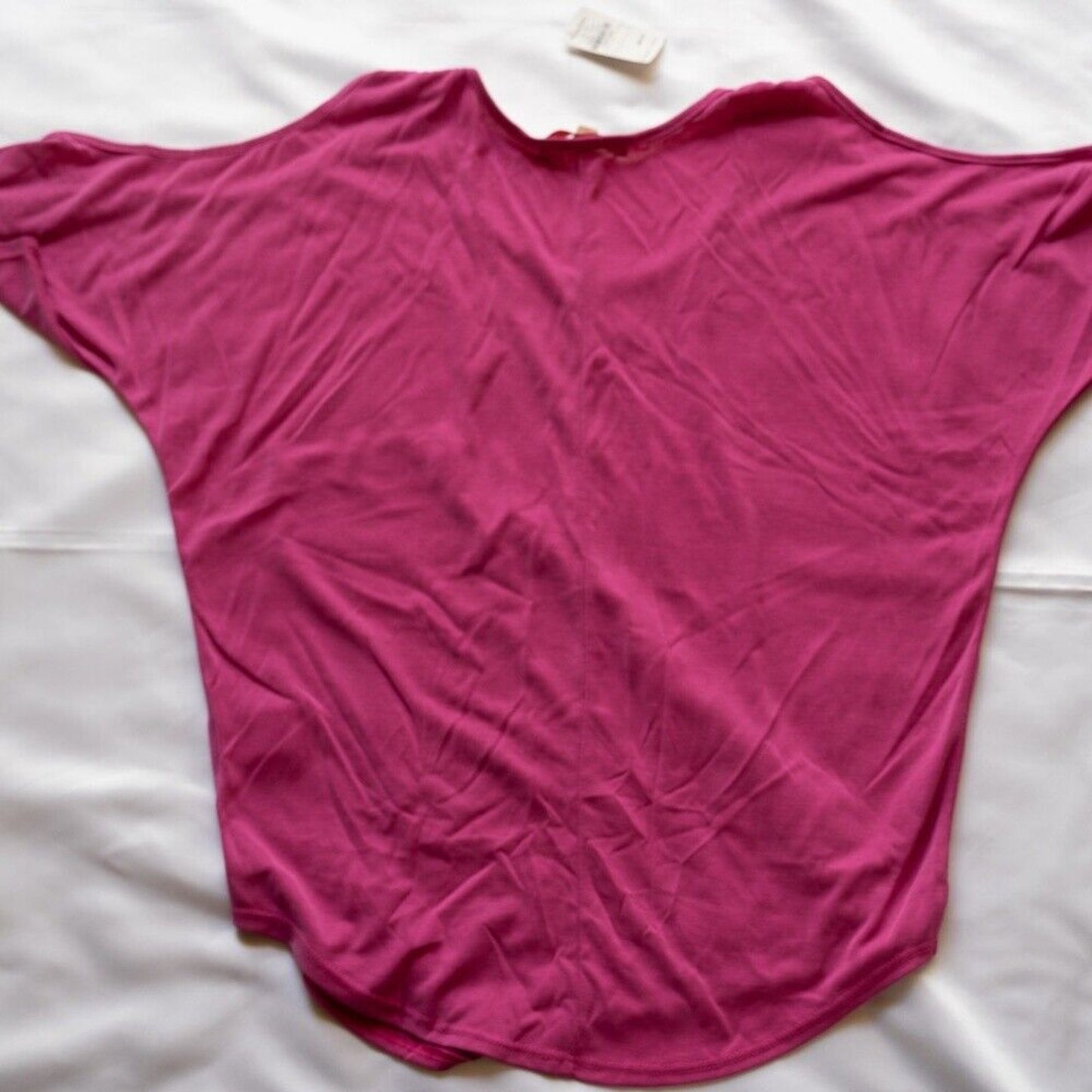 NWT Neiman Marcus Pink Fuchsia Cold Shoulder Scoop Neck Top Casual